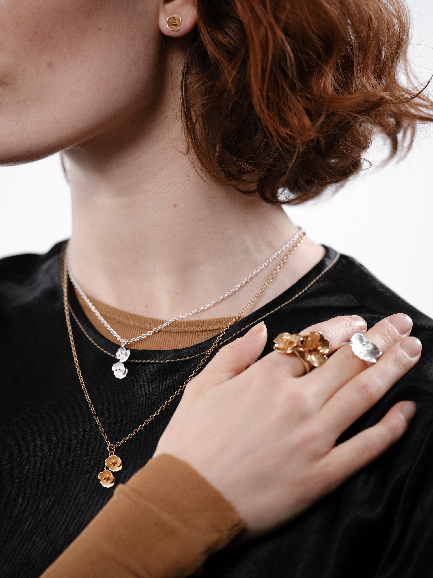 Kesäyön ruusu -korvakorut mini hopea