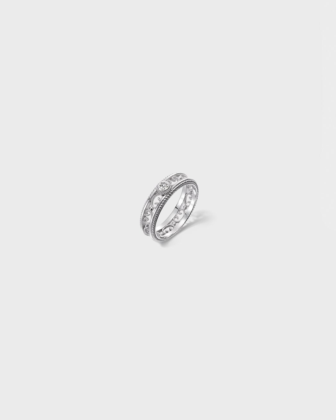Filigraani-sormus 5mm 1x0,06ct valkokulta