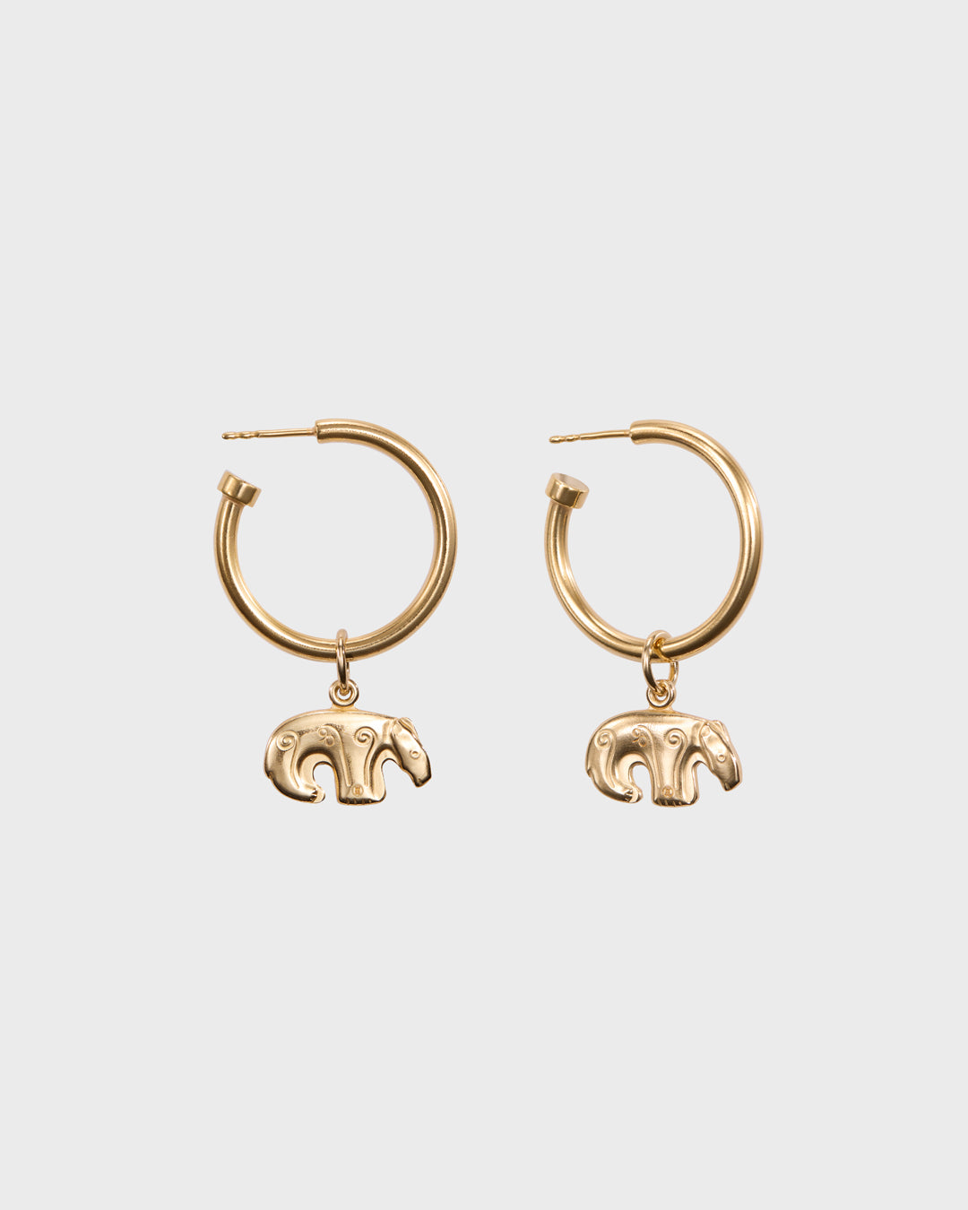 Kalevala Bear hoop earrings bronze