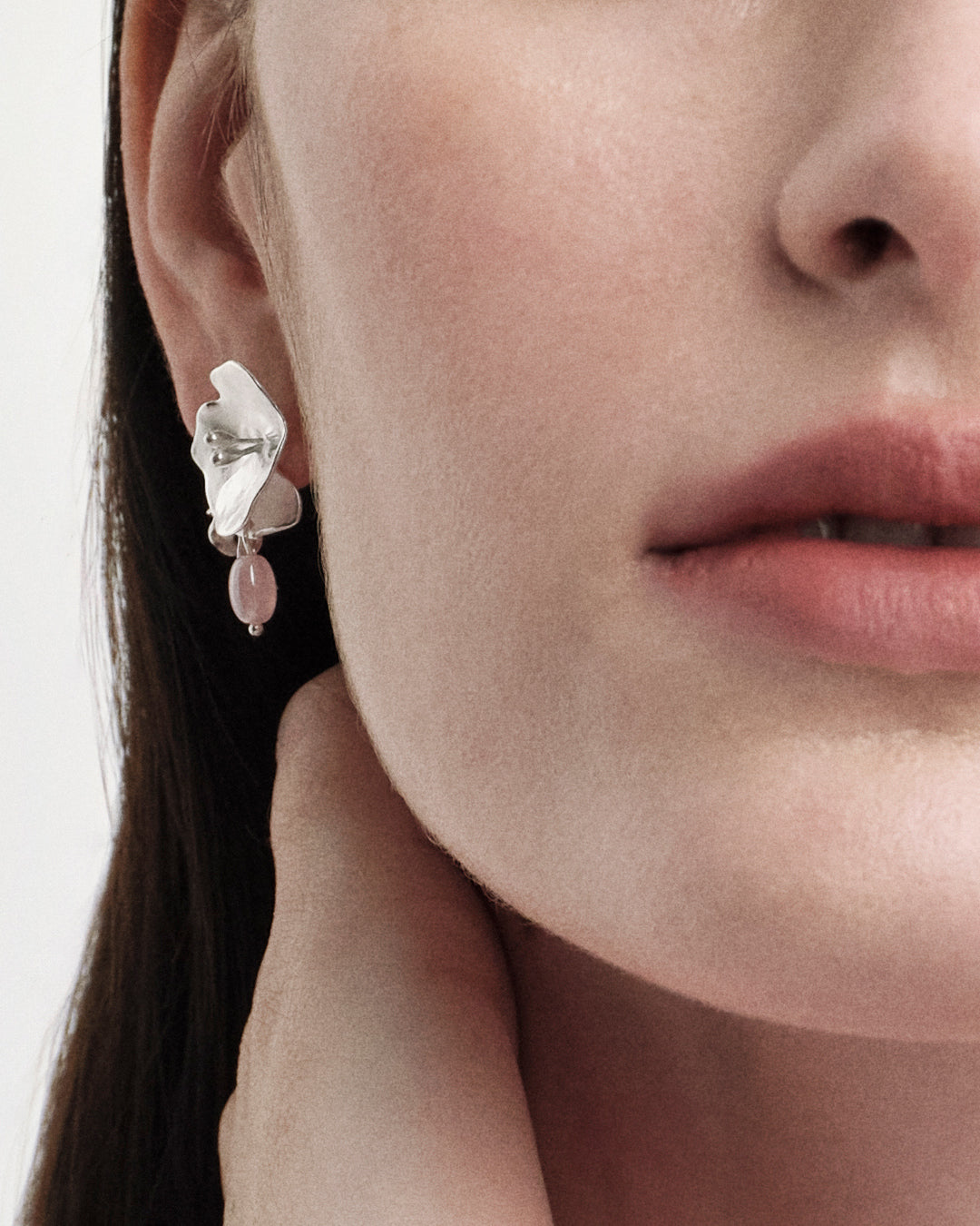 Pink Ribbon 2024 earrings Summer Night Rose silver