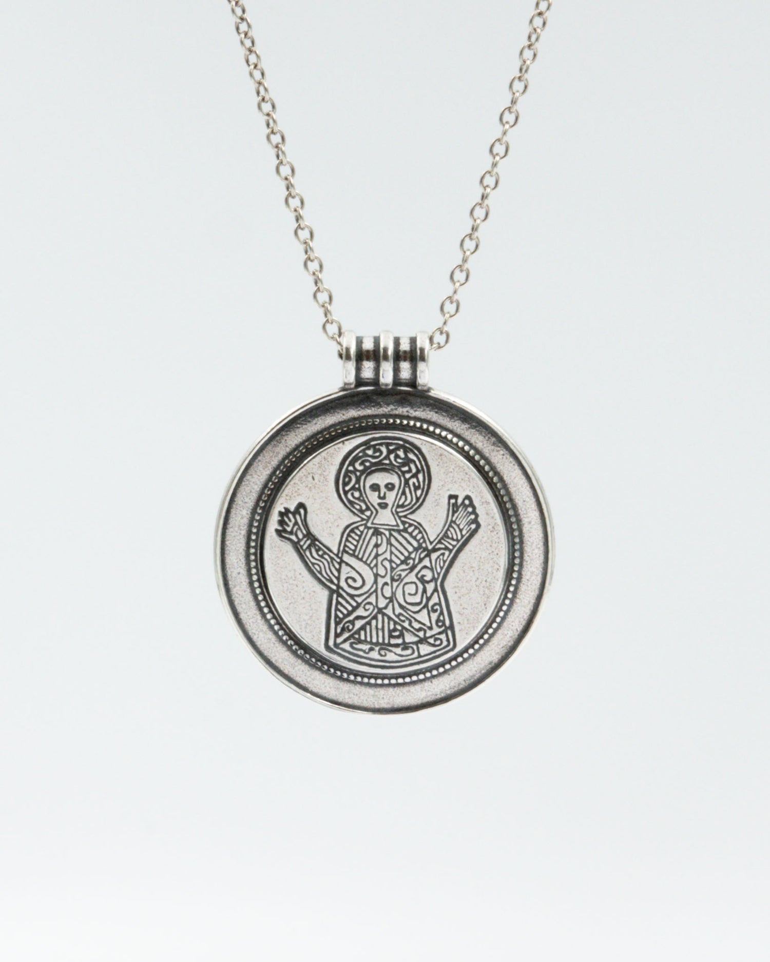 Pidetty Rukoileva Maaria -riipus 70 cm hopea