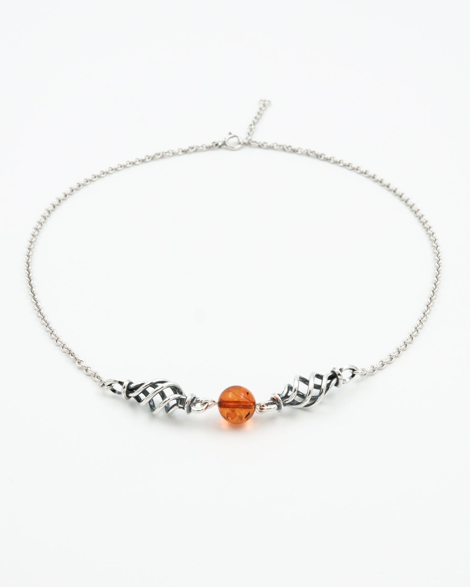 Kept Spirit of Fire necklace 45 cm silver amber