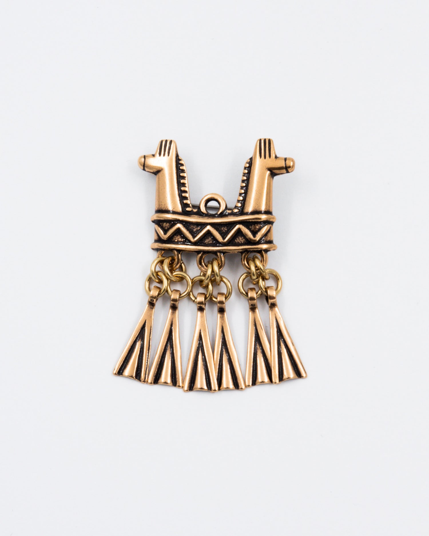 Preloved Two-headed horse brooch bronze