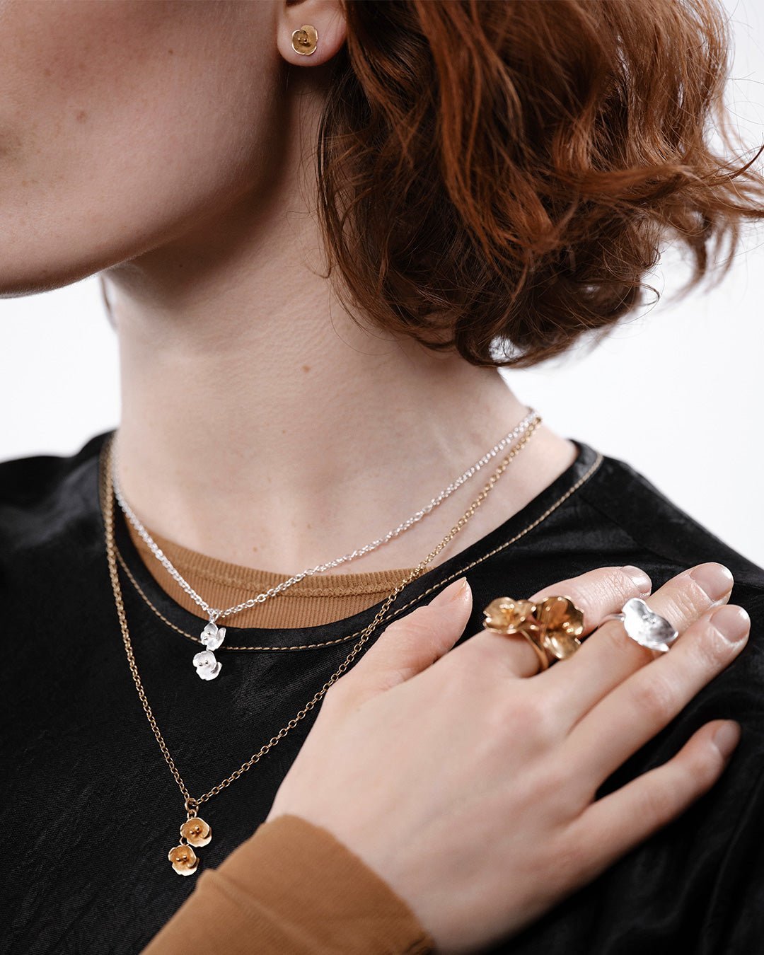 Summer Night Rose miniature earrings silver