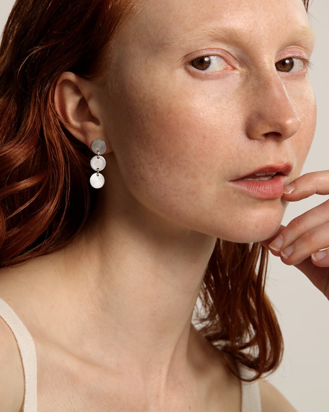 Kosmos earrings 3 parts silver half pair right