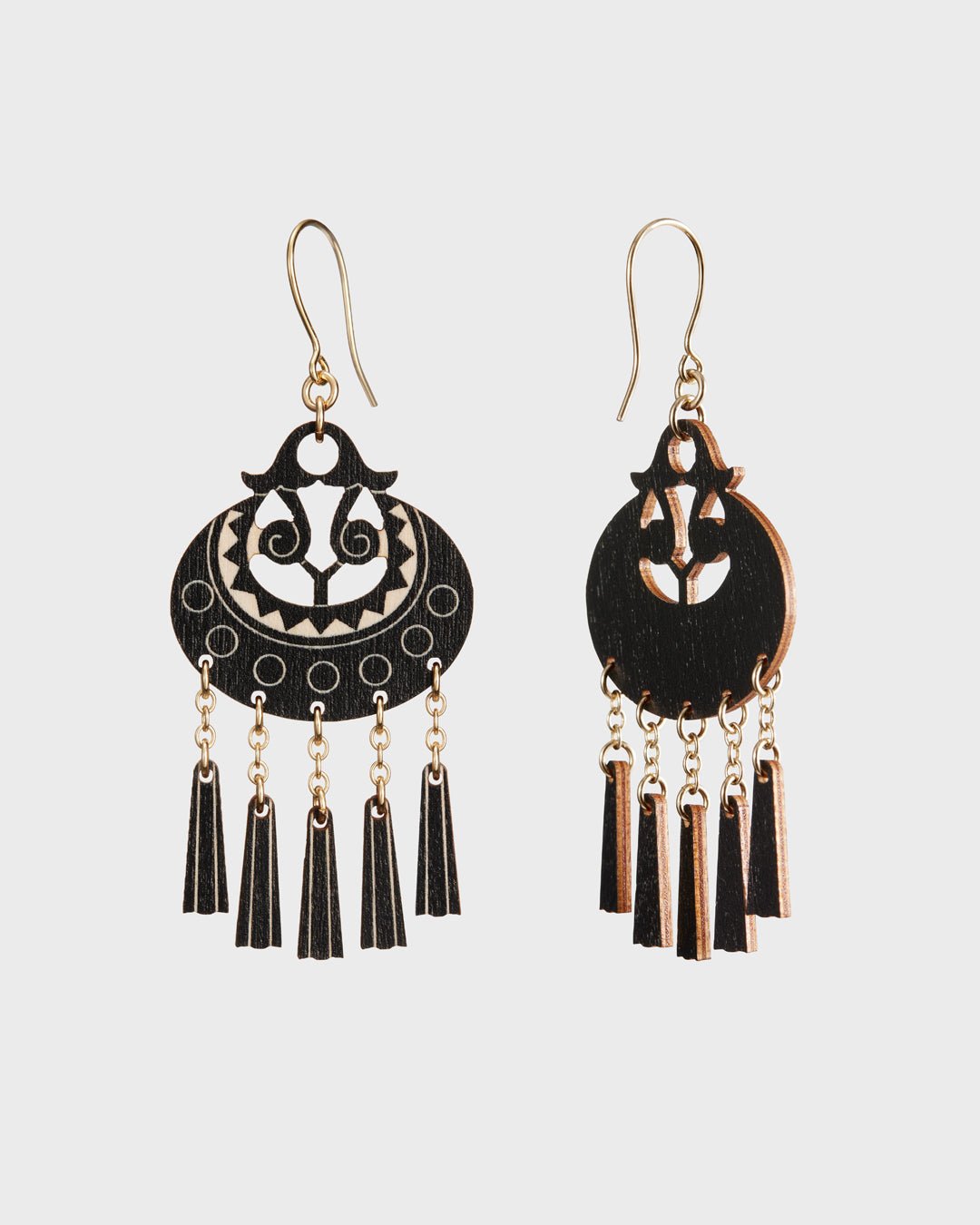Black Moon Goddess Earrings Plywood