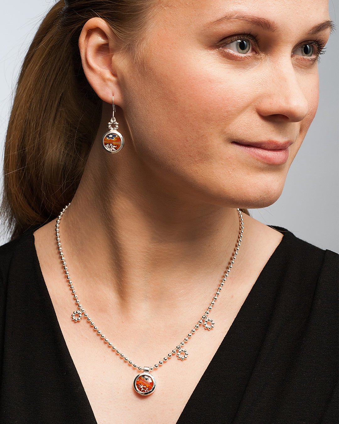 Millefiori-riipus pieni hopea