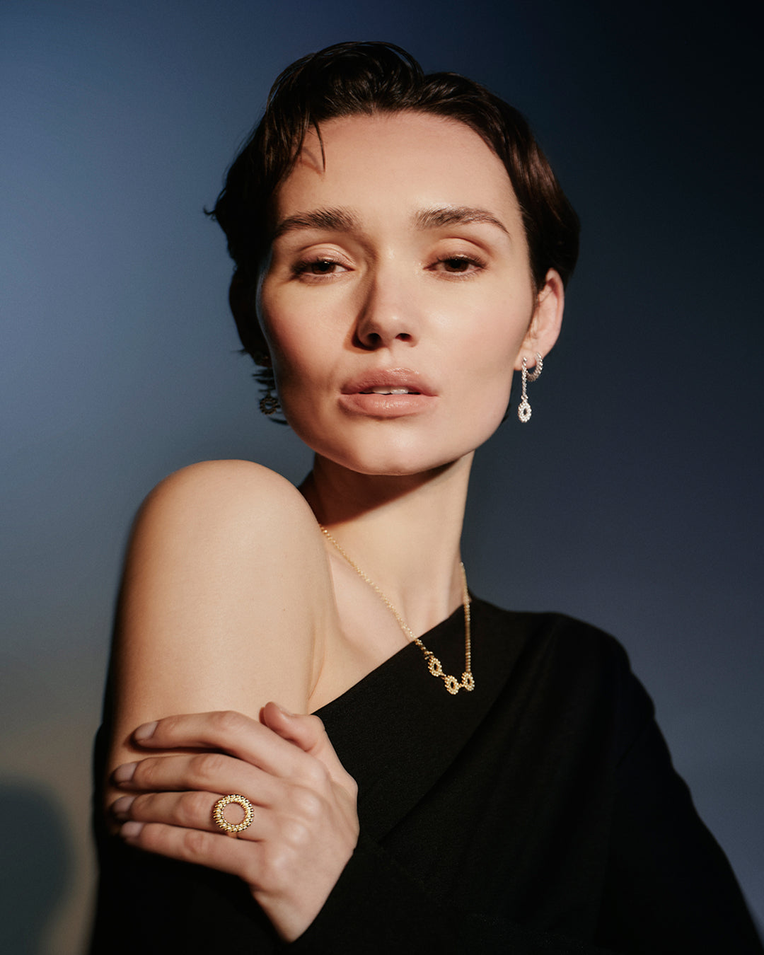 Circle of light drop earrings silver