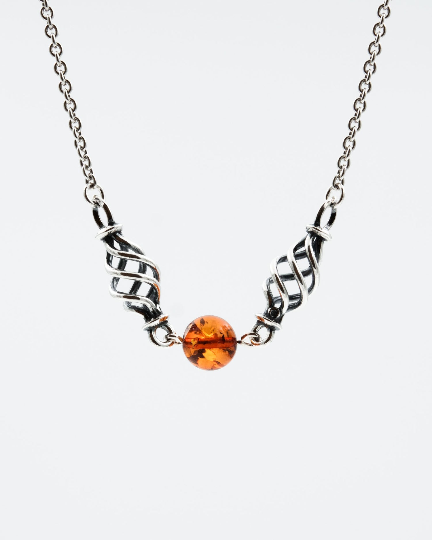 Kept Spirit of Fire necklace 45 cm silver amber