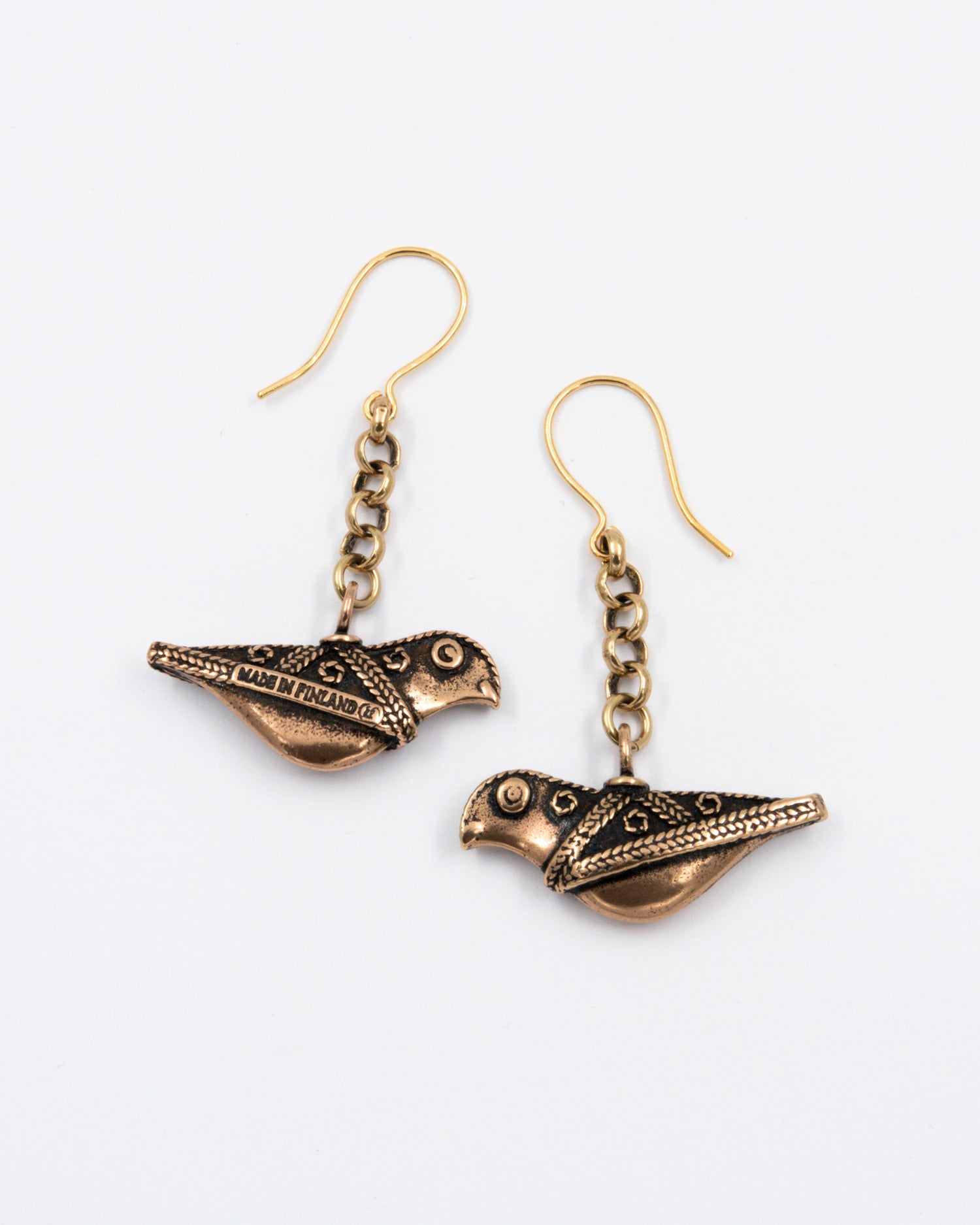 Preloved Hattula bird earrings bronze