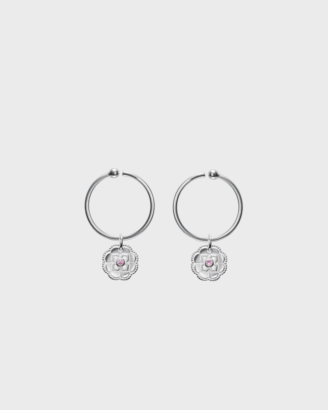 Pink Ribbon 2023 Sailor's Knot Earrings silver pink zirconia
